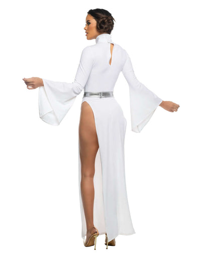 Off Galaxy Heroine Costume back view showcasing metallic belt.